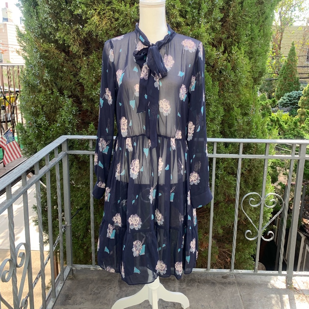 New DKNY Floral Silk Dress Size M